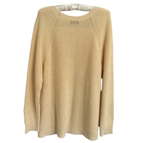 CJ Banks Plus Sz 2X Butter Yellow Cable Knit Pullover Sweater Long Sleeve Cotton - Picture 3 of 11
